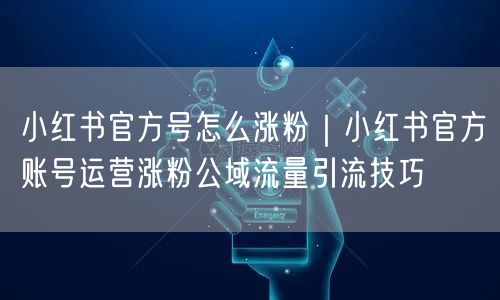 小红书官方号怎么涨粉|小红书官方账号运营涨粉公域流量引流技巧