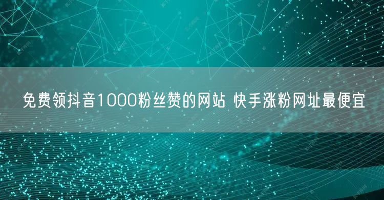 免费领抖音1000粉丝赞的网站 快手涨粉网址最便宜