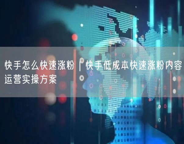 快手怎么快速涨粉｜快手低成本快速涨粉内容运营实操方案